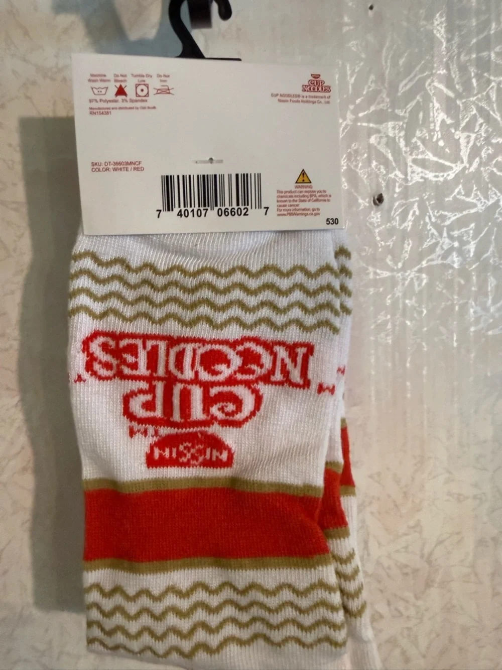Cup Noodles Men's Crew Socks in White and Red, Great Gift For The Men You ❤️